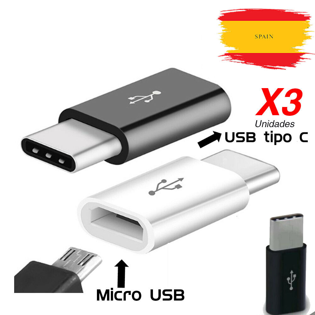 Adaptador Micro USB a USB Tipo C 3.1 2.0 Adaptadores Lote x3...