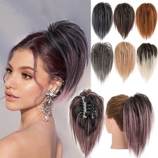 Natural Clip on in Messy Bun Hair Piece Claw Clip Extension Updo Straight Hair