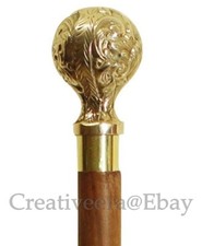 Halloween Style Best Walking cane Brown stick Designer Brass Handle victorian