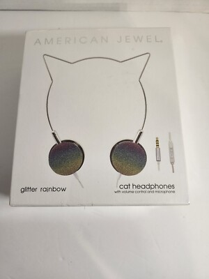 American Jewel Cat Headphones in Glitter Rainbow Color