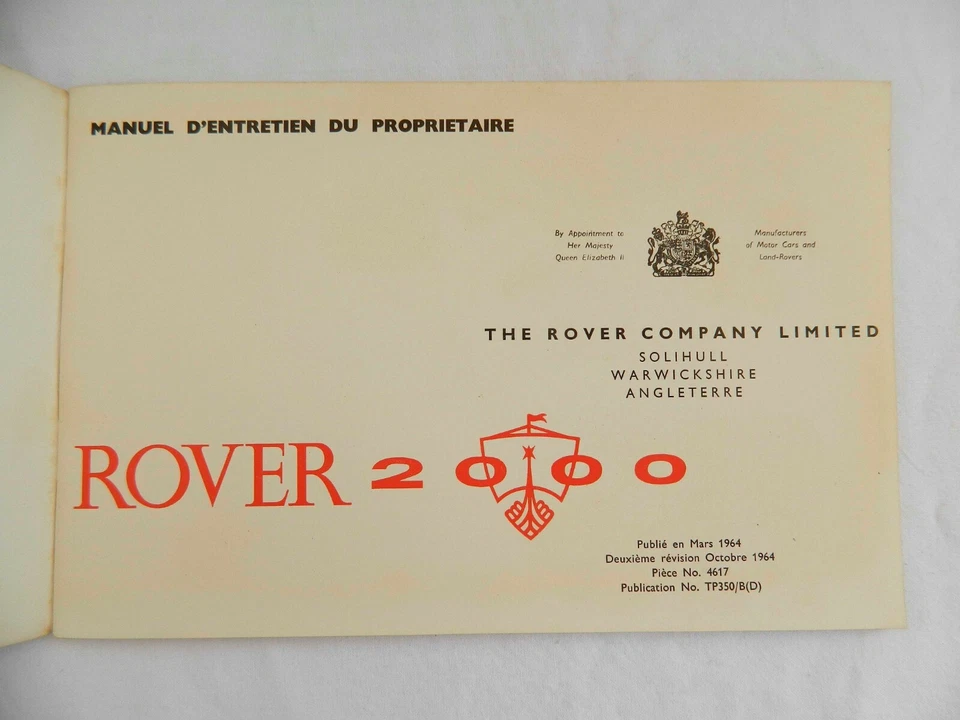 ROVER 2000 1964 Set Libretti Manutenzione, Servizio, Distributori Auto Epoca - Immagine 3 di 4