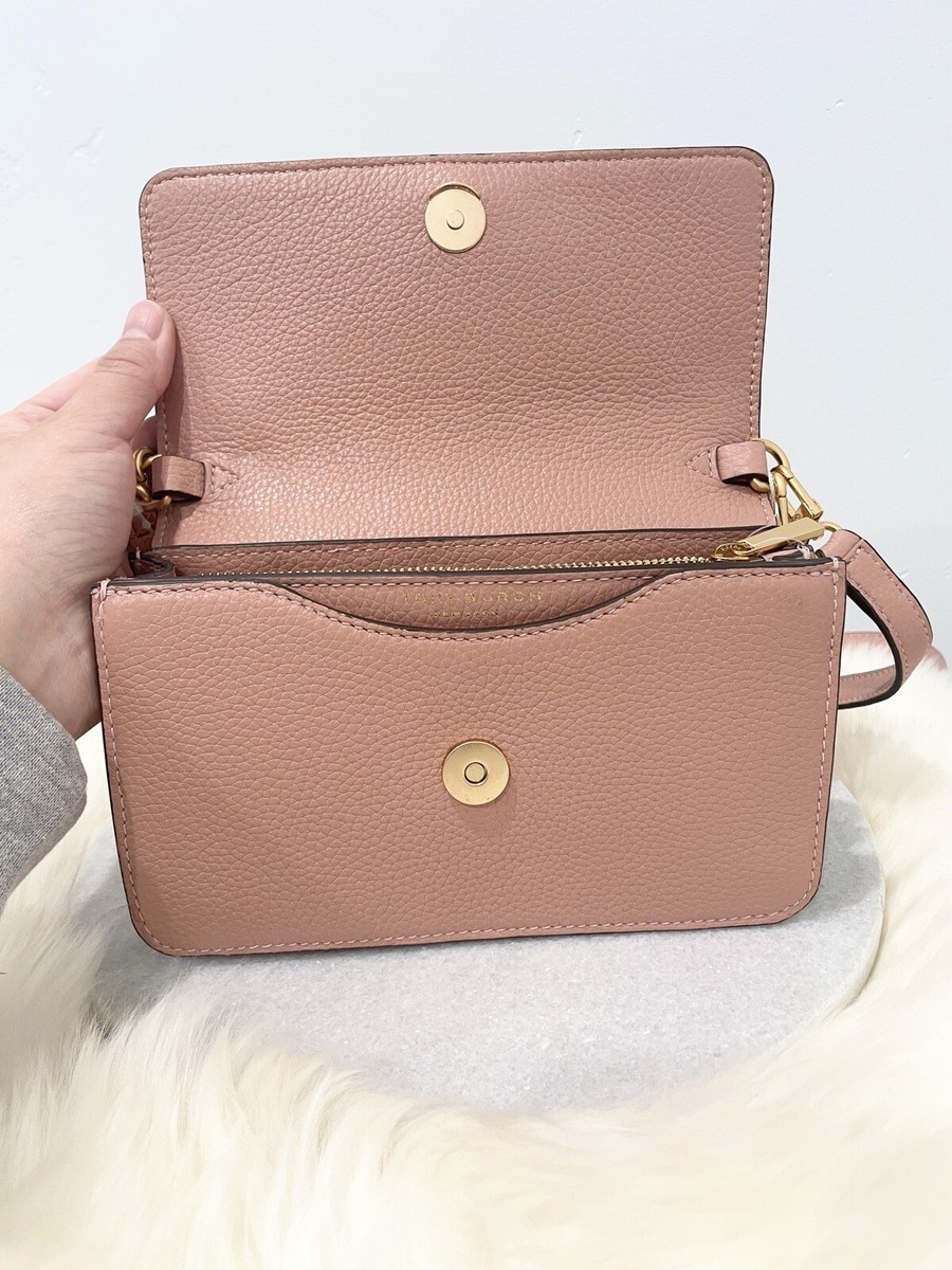 NWT AUTH Tory Burch Britten Pink Moon Leather Chain Convertible