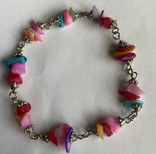 J Crew Girl's Multi Color Beaded Seashell Bracelet 3.5  Diameter