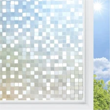 rabbitgoo Privacy Window Film 3D Decorative Stained Glass Static Cling Mosaic