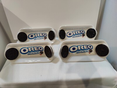 Oreo Cookie Tray Banana-Split Bowl Ceramic Dish Milk and Cookies-4 Total