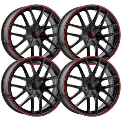 (Set-4) Touren TR60 17x7.5 4x100/4x114.3 42mm Black Red Wheels Rims 17 Inch