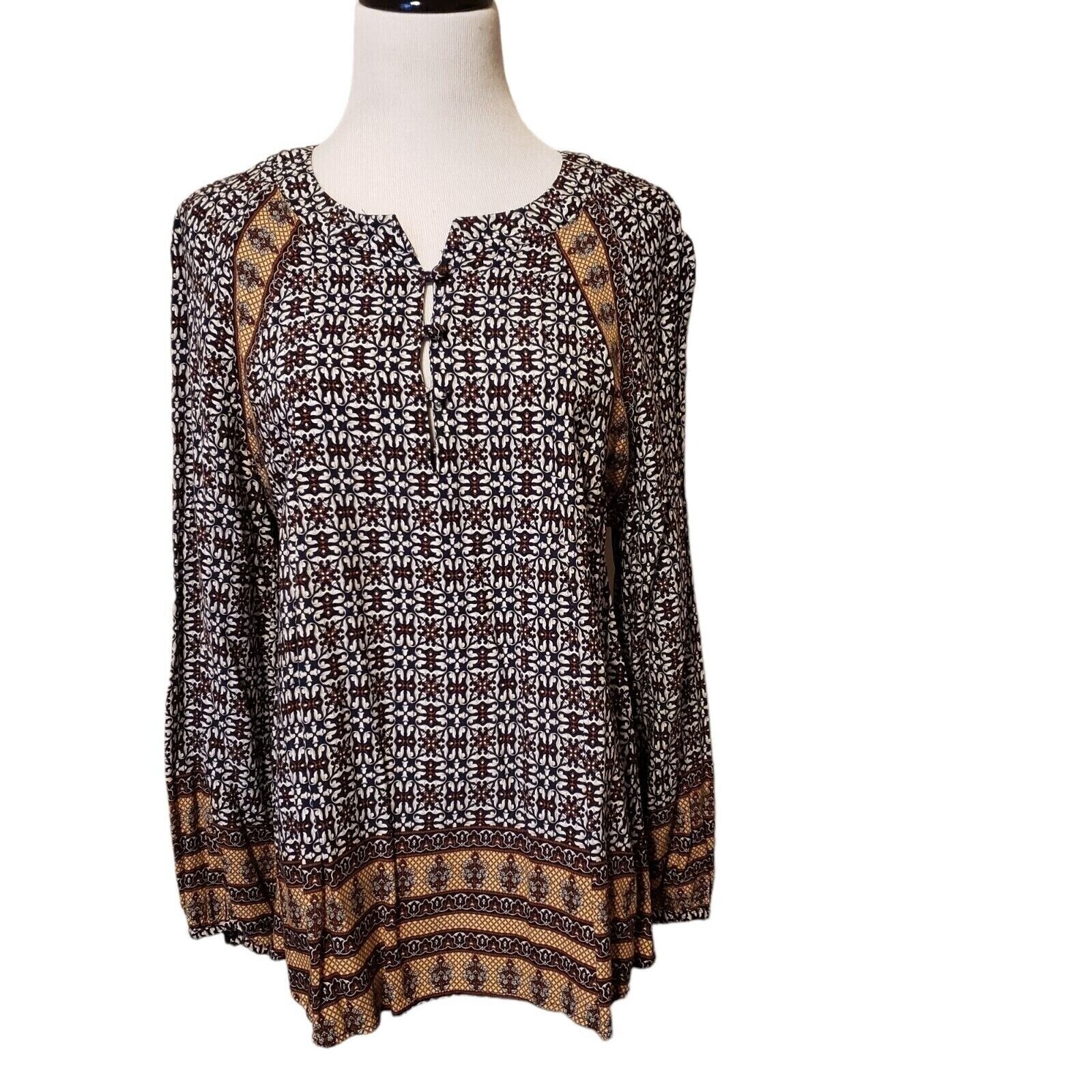 Anthropologie 11 1 TYHLO Top Womens Peasant boho Pullover Long Sleeve Size M
