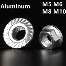 M5 M6 Aluminum Alloy 6061 Hex Flange Nut Serrated Lock Nut Aluminum profile Nuts