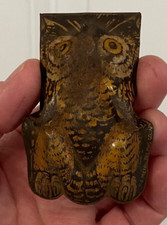Vintage Halloween Metal Owl Clicker Noise Maker Decor US Metal Toy Co