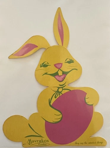 Vintage Easter Bunny Mavrakos Chocolate St. Louis, MO Advertisement Sign