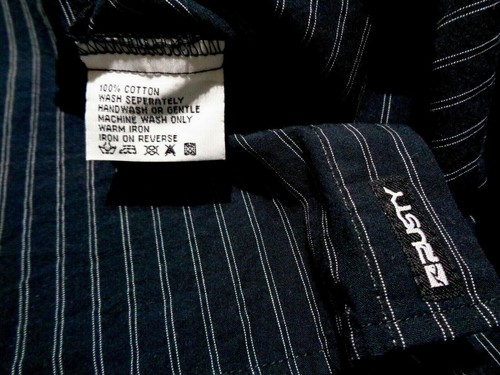 RUSTY MENS SIZE LARGE BLACK STRIPED BUTTON UP SHORT SLEEVE SHIRT - Picture 7 of 7