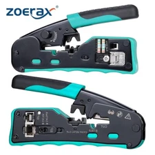 ZoeRax Pass Through RJ45 Crimp Tool Cat5e Cat6 Cat6a Cat7 Crimping Tool