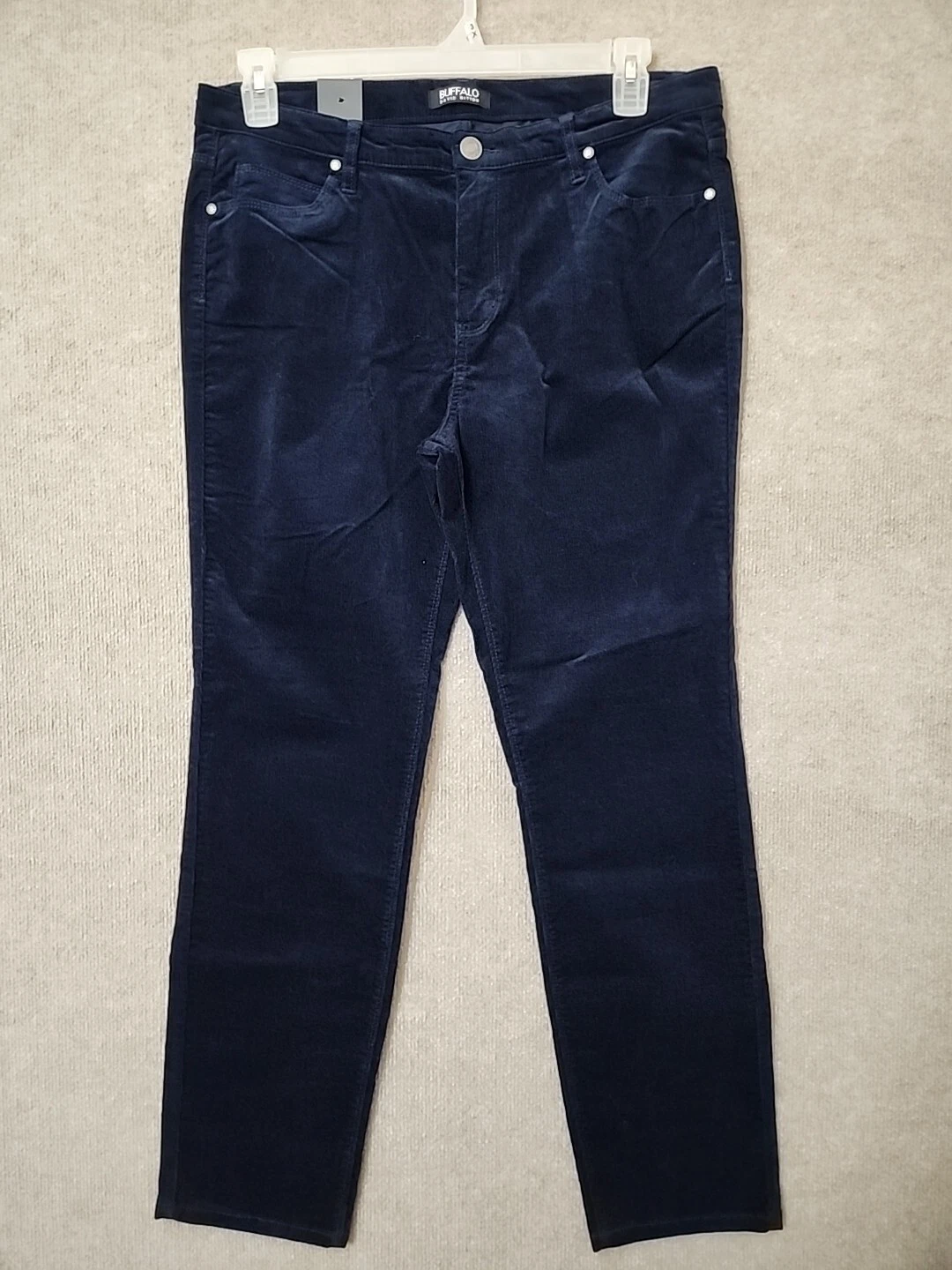 Pantalon maigre femme Buffalo David Bitton corduroy 14 34 bleu supreme stretch NEUF