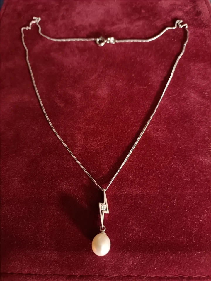 collana donna con ciondolo perla e zircone Swarovski,argento 925 - Immagine 2 di 4