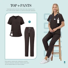 Unisex Medical Scrubs Set - Comfortable Stretch Healthcare Uniform for Nurses