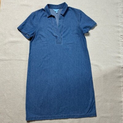 Draper James Women Collared Chambray Denim Mini Shirt Dress