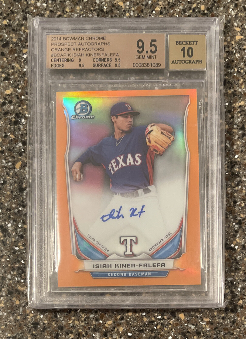 Isiah Kiner-Falefa 2014 Bowman Chrome Orange Auto # 07/25 BGS 9.5 10 Refractor