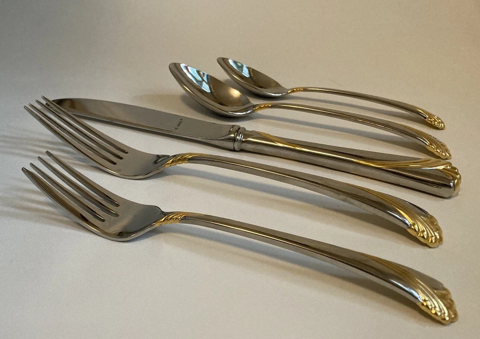 5 Piece place setting LENOX KELLY Gold Accent 18/8  Glossy Stainless Korea - Image 4 of 4