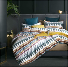 Bohemian Reversible Duvet Cover Set, 400TC Cotton, Aztec Print, Queen