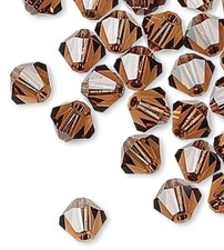 48 Swarovski Smoked Topaz 4mm Xilion Crystal Bicone Beads 5328  