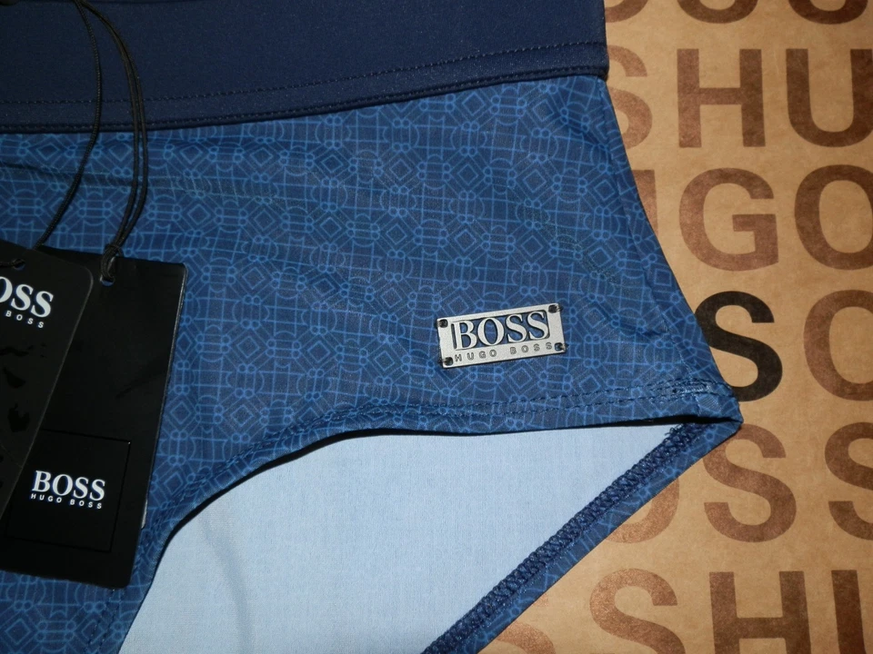 New Hugo Boss swimming trunks shorts mens speedo pants boxer brief towel blue - Image 4 of 4