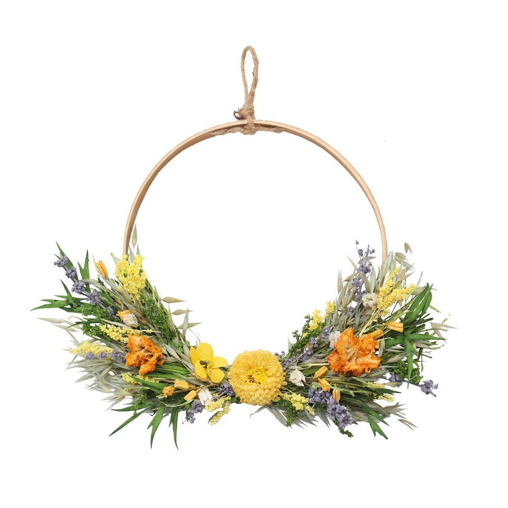 Dried Flower Wreath Hanger 37cm/14.5 Inches Yellow