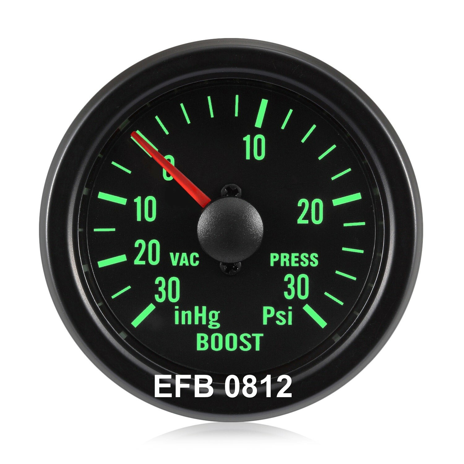 52mm Green Traditional Black Face Boost Gauge -   30 Psi