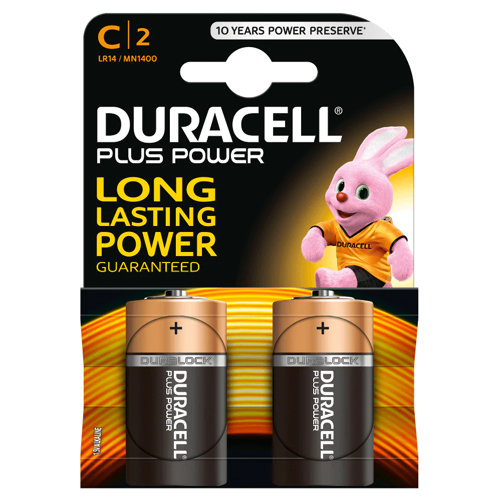 Duracell Plus Power C Batteries - Pack of 2