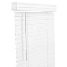 Living Accents FAX3460WH White Cordless Faux Wood 2 in. Mini-Blinds 34 x 60 in.