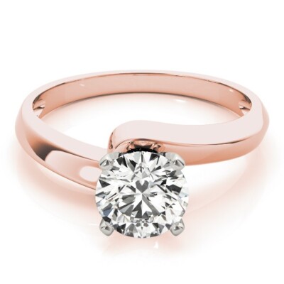 1.00 Ct Round Cut Lab Created Diamond Engagement Ring 14K Solid Rose Gold B