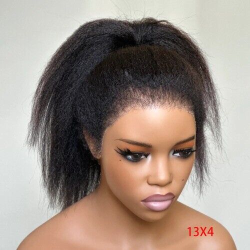 Short Kinky Straight Edged Curly Bob Wig 13x4 Lace Front Wigs 220% Short Bob Wig