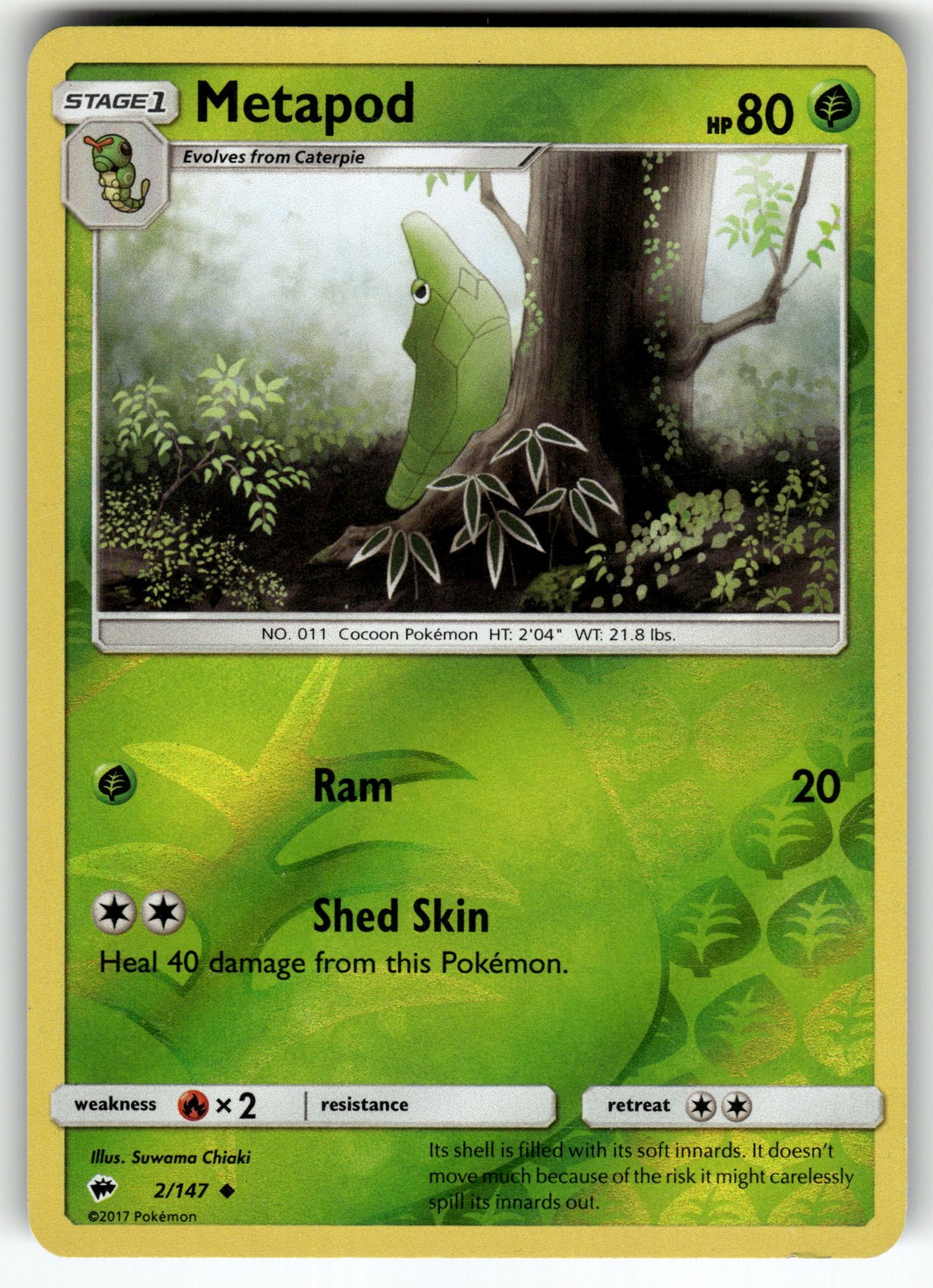 Metapod 2/147 SM - Burning Shadows LP Pokemon Card TCG