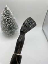 Vintage Nefertiti Head Carved Horn/Egyptian Shoe Horn Animal Bone with Inlay 19"