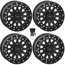 System 3 SB-6 Beadlock 15" Wheels Matte Black (4+3) Sportsman 550 850 1000