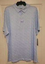 PGA Tour Pro Series Men's Polo Shirt Bright White Blue Floral Size XL NWT