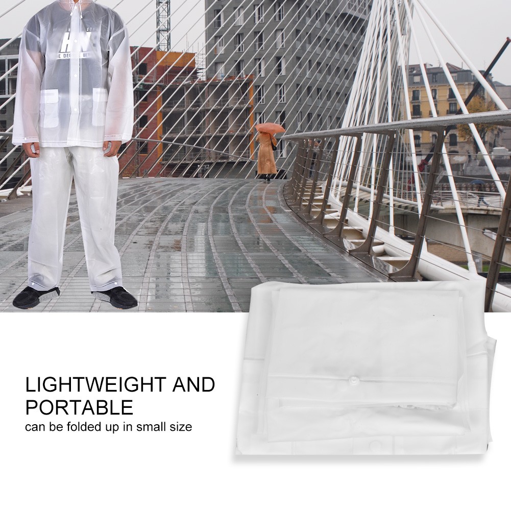 Fashionable Unisex EVA Raincoat Transparent Rainwear Outdoor Clear Rain Coat KRI