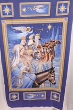 23"L x 42"W Timeless Treasures Christmas Fabric Panel Mary Joseph Kings Angel x3