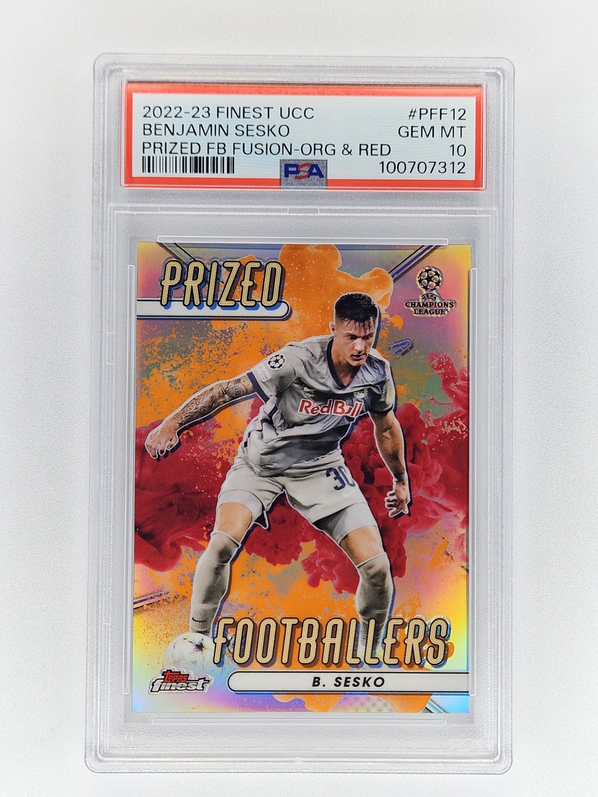 Benjamin Sesko 2022-23 Topps Finest Prized FB Fusion Orange Red #PFF-12 PSA 10
