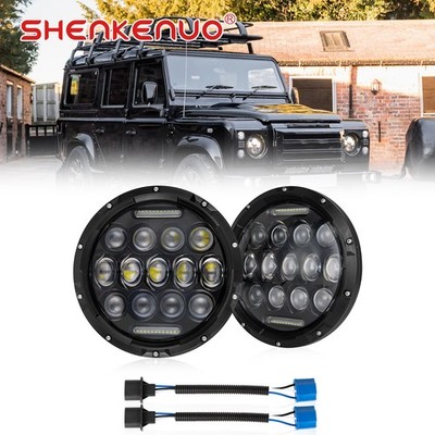 2X 7''inch Round LED Halo Headlights Hi/Lo DRL for Land Rover Defender 2011-2015