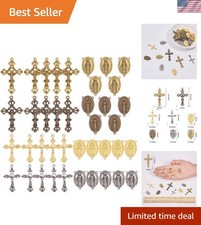 Mixed Color Rosary Charms - 40PCS Tibetan Cross and Chandelier Links for Jewelry