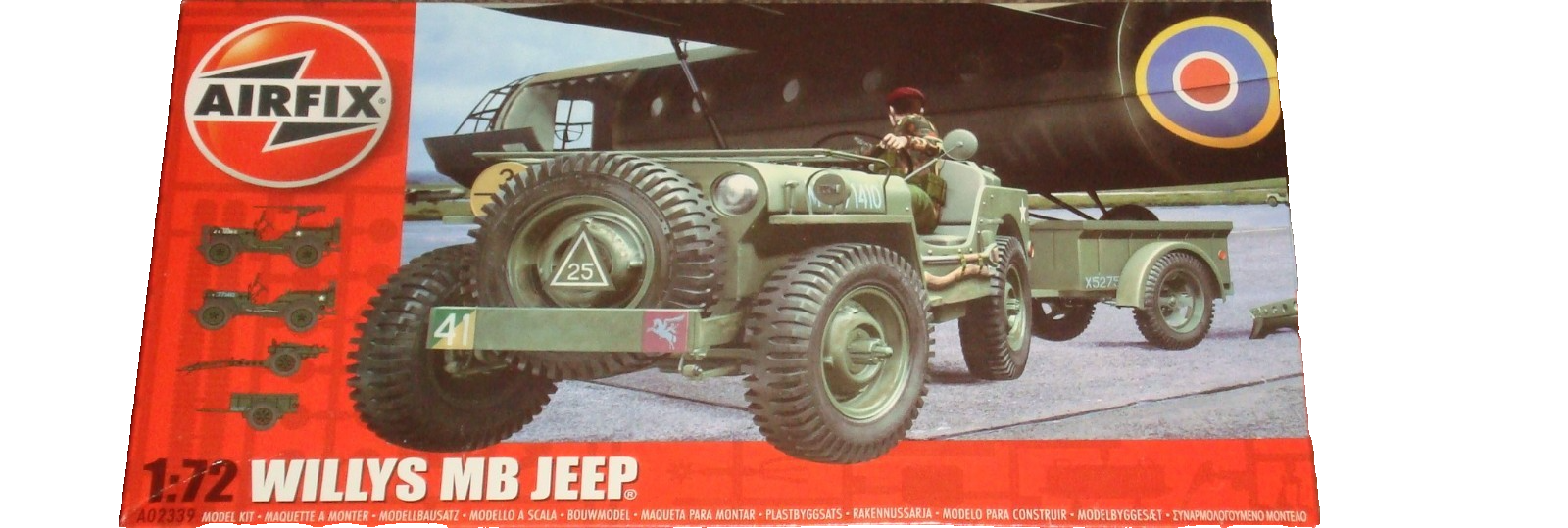 WILLYS MB JEEP WITH TRAILER & HOWITZER  - 1:72 scale - AIRFIX  A02339