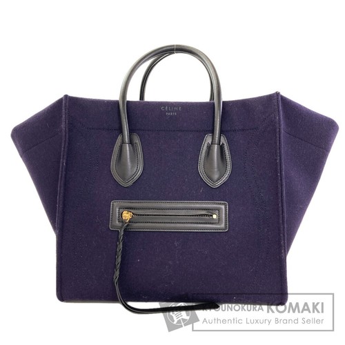 CELINE Luggage Phantom Tote Felt Leather Navy Used From Japan