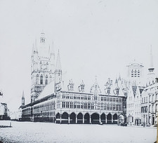 Les Halles (Cloth Hall), Ypres, Belgium, Magic Lantern Glass Slide