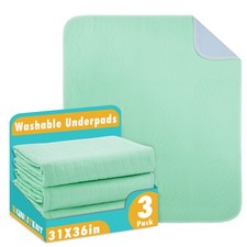 Bunlitent Washable Underpads, 31" x 36", 3 Pack - Heavy 31x36-3Pack, Green