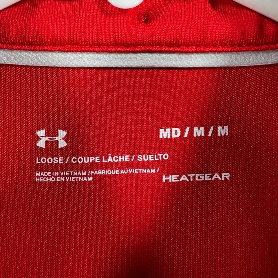 Bradley Braves Polo Shirt Mens Medium Red Basketball Short Sleeve Under Armour - Image 2 of 4