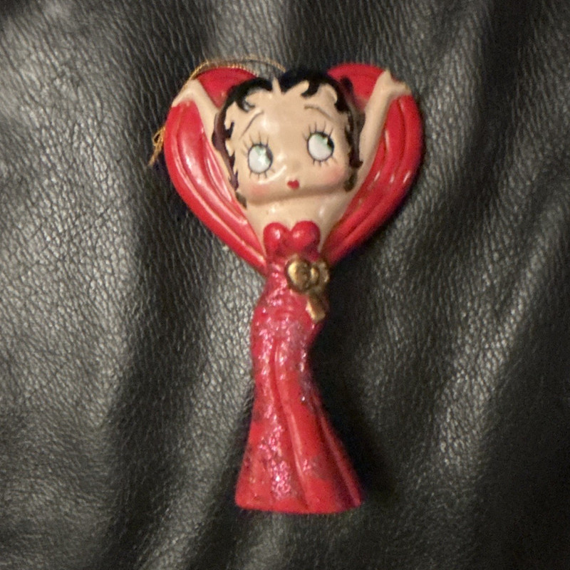 Betty Boop Heart Hanging Ornament Red Plastic Christmas Holiday Decor