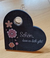 Schiefer - Herz "Schön, dass es dich gibt!" mit Glasvase von Butzon & Bercker 