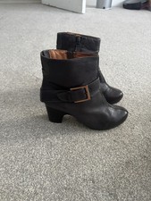 Clarks Active Air Women's Dark Brown Leather Heel Buckle Clog Ankle Boots UK 6.5