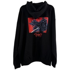 Berserk Men's 2XL XXL Black Pullover Hoodie Sweatshirt Anime Manga Swordsman NEW