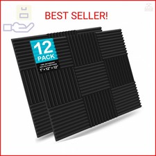 JBER 12 Pack Acoustic Foam Panels, 1" X 12" X 12" Sound Proof Foam Panels for Wa